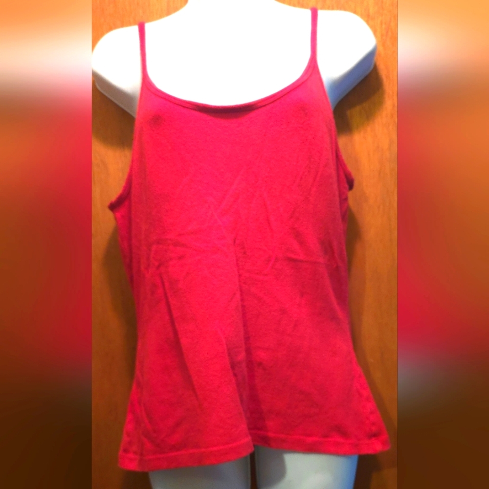 Moda Red Tank Top Built In Shelf Bra SzM